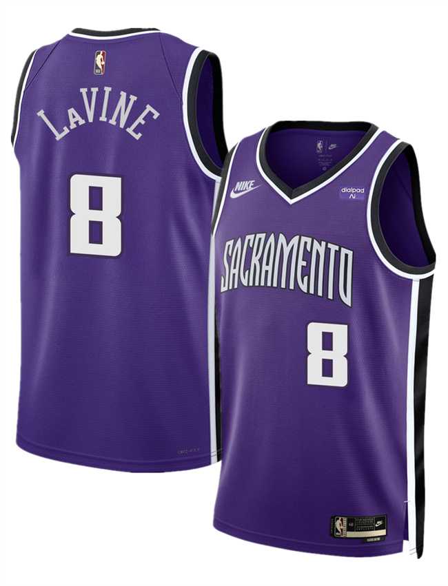 Mens Sacramento Kings #8 Zach LaVine Purple 2025 Classic Edition Stitched Jersey Dzhi->sacramento kings->NBA Jersey